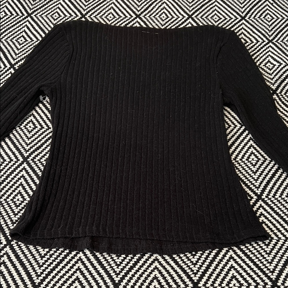 Lush Black Ribbed Scoop Neck Sweater - Picture 9 of 10